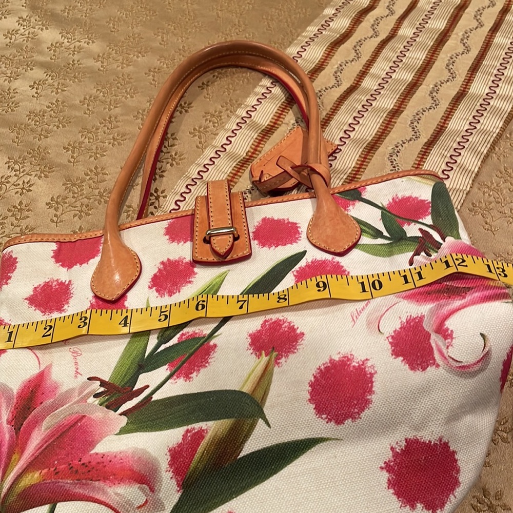 Dooney Bourke Cindy Lilly Bag, Brown Leather,
Canvas, Tote Preppy Classic Purse - Picture 14 of 15